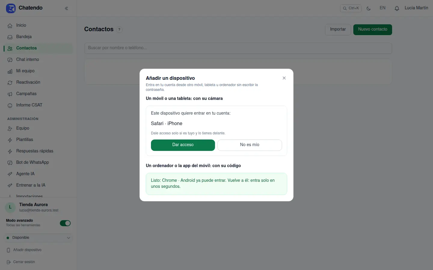 Este dispositivo quiere entrar en tu cuenta: Safari · iPhone