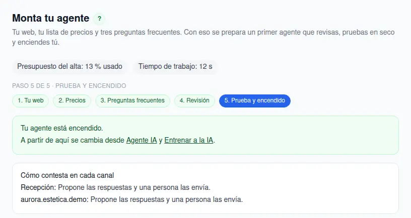 El agente encendido: los dos canales proponen las respuestas y una persona las envía
