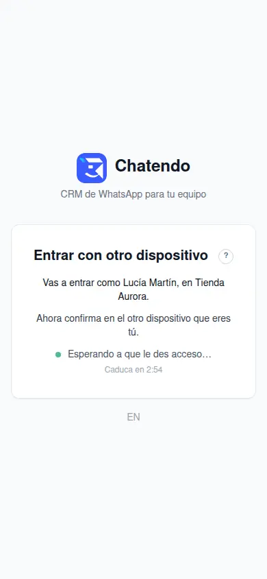Tras escanear el QR del ordenador, el móvil dice con qué cuenta va a entrar