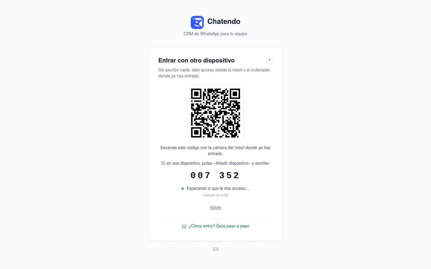Entrar con otro dispositivo: el código QR y el código de 6 cifras