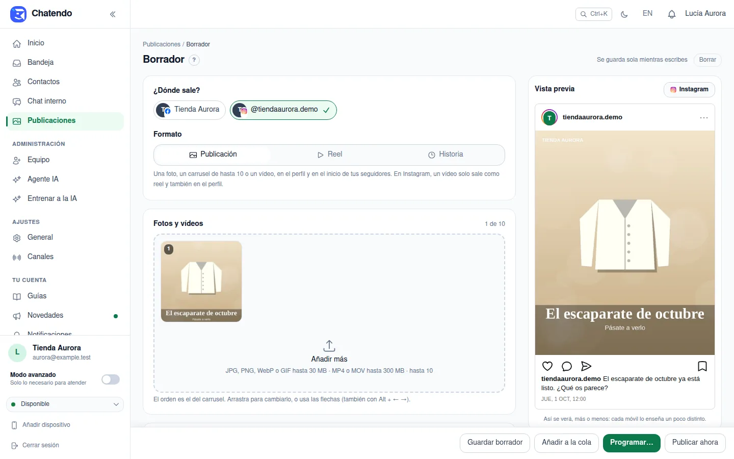 El editor de una publicación: dónde sale, formato, fotos y vista previa de Instagram