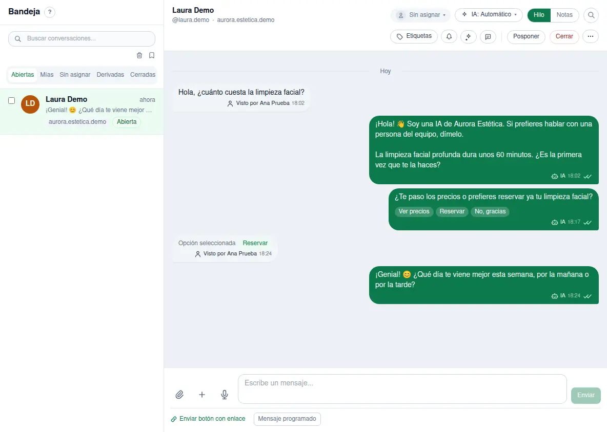 Un seguimiento con botones en la bandeja